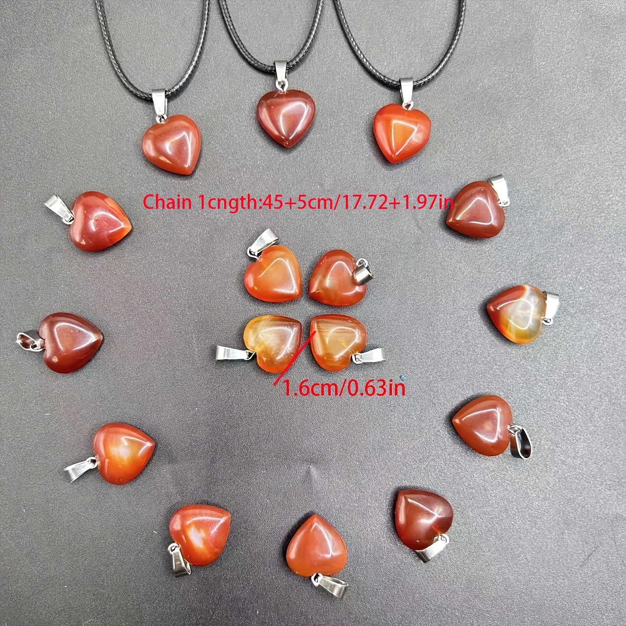 Natural Stone Heart-Shaped Pendant Set for DIY